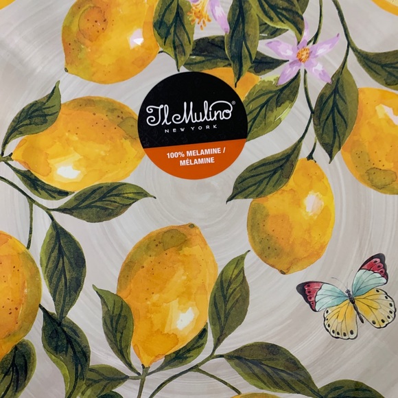 Il Mulino Lemons Melamine Square Dinner Plates - Set of 4 - Picture 6 of 7